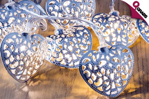 From QR39 Decorate in Love with Heart LED Battery Operated Lights - Choose from Silver & Gold Color! (Up to QR138 Value)